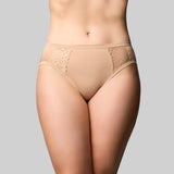 Bamboo & Lace Hi Cut Brief - Nude