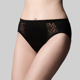 Bamboo & Lace Hi Cut Brief - Black