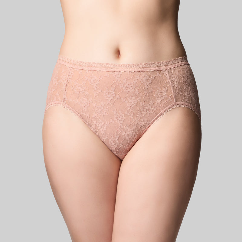 Lacies Hi Cut Brief - Rose Beige