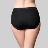 Cotton & Lace Hi Cut Brief - Black