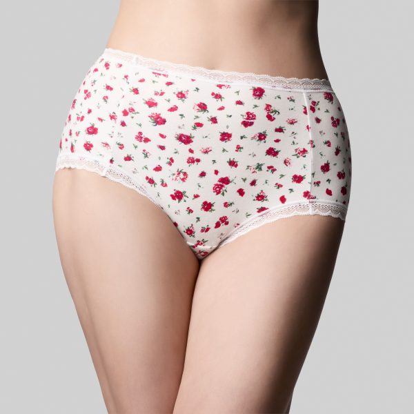 Classic Cotton Full Brief - Rosebud White