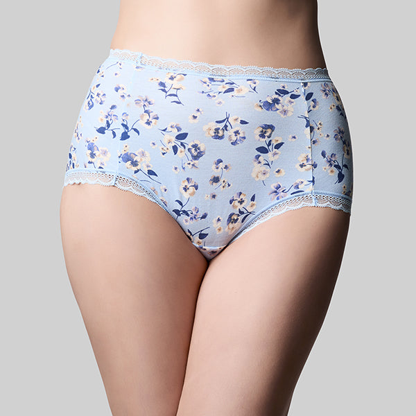 Classic Cotton Full Brief - Skyblue Pansy