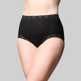 Cotton & Lace Full Brief - Black