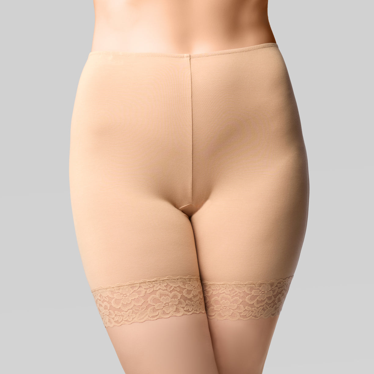 Bamboo & Lace Anti-Chafing Short - Nude