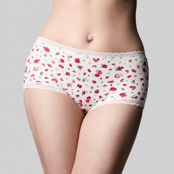 Classic Cotton Boyshort - Rosebud White