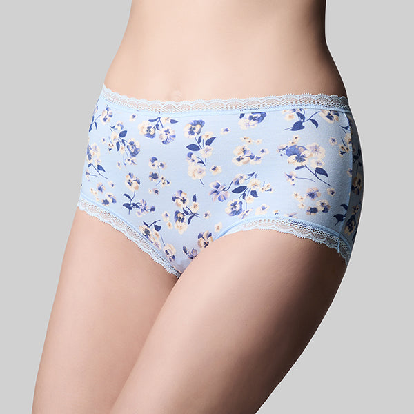 Classic Cotton Boyshort - Skyblue Pansy