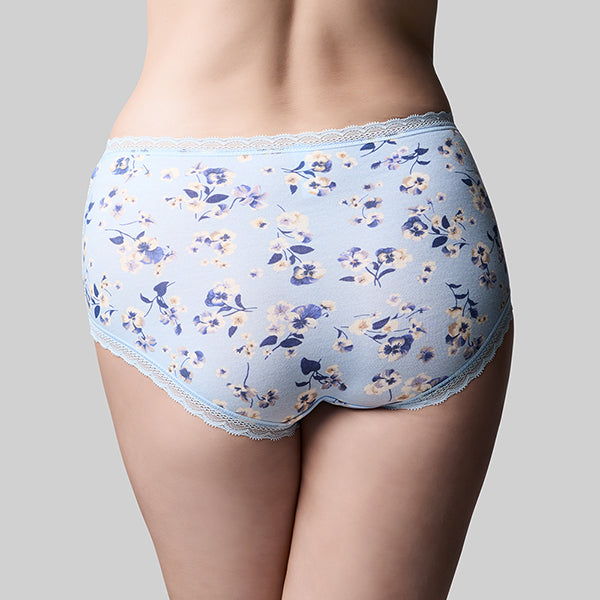 Classic Cotton Boyshort - Skyblue Pansy