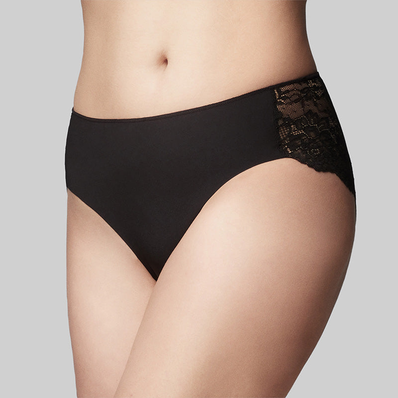 Precision Lace Hi Cut Brief - Black