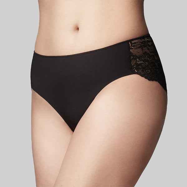 Precision Lace Hi Cut Brief - Black
