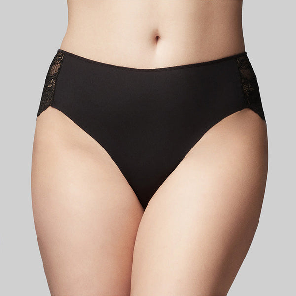 Precision Lace Hi Cut Brief - Black
